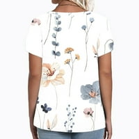 Zunfeo ženska majica čišćenje - tiskani V izrez Loose Comfy vrhovi bluza s kratkim rukavima Trupa za