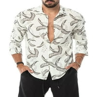 Haite muški zakrivljeni bluzi s dugim rukavima Slim Fit rever majica za zabavu prema dolje cvjetni vrhovi