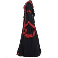 Follure Maxi haljine za žene s dugim rukavima kvadratni izrez Vintage Celtic Srednjovjekovna podna duljina