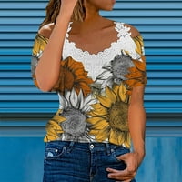 Leylayray ženska bluza Ženska ljetna modna casual v čipka za vrat s ramena majica kratkih rukava Top