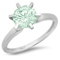 1ct okrugli rez zeleni simulirani dijamant 14k Bijelo zlato Graviranje Izjava bridalne godišnjice Angažovanje