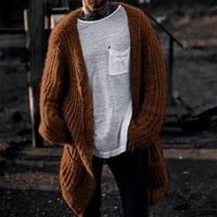 Muški otvor prednji džemper sa ovratnikom šal, gusta toplo dugačka pletena vitka odjeća