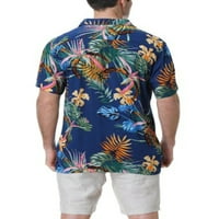 Groanlook Muškarci Labavi okretni bluza za ovratnik Boho Tree Ispisana majica Plaža Skraćene ljetne