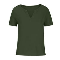 Lovskoo Ljetni vrhovi za žene labave bluze s kratkim rukavima Trendy Solid Color V izrez Udobna majica