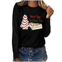 Ženske modne modne vrhove božićne majice s dugim rukavima Božićno drvsko majica za torte Funny Holiday