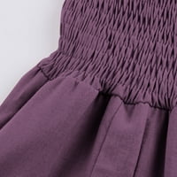 Ženske pamučne posteljine džepova hlače visoke struke elastične struine pantalone za struku pune boje