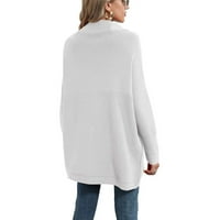 Džemper za žene modni turtleneck pleteni čvrsti kardigan s dugim rukavima