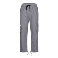 Miluxas Plus veličine hlače, muškarci solidni patchwork casual više džepova na otvorenom ravno tipom