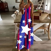 Četvrti jul haljina za žene Dan nezavisnosti Srednji struk V-izrez bez rukava bez rukava Slim Beach