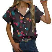 Ženski bluze i vrhovi Dressy izlasci vrhovi grafički casual s kratkim rukavima V izrez cvjetni uzorak