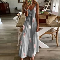 Ženske ljetne casual haljine boemska haljina Linijska haljina bez rukava V-izrez V-izrez ljetna haljina