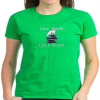 Cafepress - Mačka na knjigama - Ženska tamna majica
