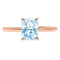 2.5ct zračenje rezano plave simulirani dijamant 14k ružičasto zlato Angažovane prstene veličine 4
