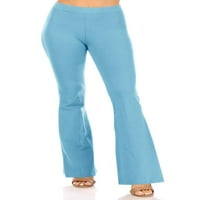 Ženska plus veličina osnovna casual comfy elastična visoka struka purkled čvrste pantalone