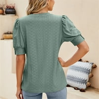 Ženske vrhove bluza Čvrsti kratki rukav casual ženske majice Thirts Crew vrat modni zeleni 2xl