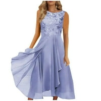 HHEI_K SENDRESS za žene Ženska haljina Šifon Elegantna čipka za patchwork haljina bez rukava bez rukava