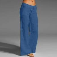 Žene casual hlače temperament tanke duge ravne noge hlače hlače u boji mornarice l