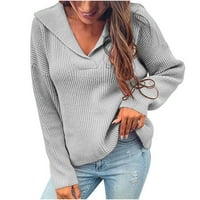 Vivianyo HD džemperi za žene Cleance Plus size Žene Casual Soild Dugi rukavi Pleteni pulover V-izrez