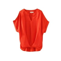 GDFUN majice za žene Modni ženski ljetni V-izrez Vidi vrhunske pamučne majice labavih vrhova
