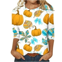 Tdoqot Halloween majice za žene - pala rukav labav vrat casual bundeve grafički plus veličina majica