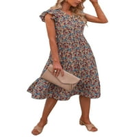 Žene Ljeto Boho haljina Vintage V izrez FLYVE Cvjetna haljina Flowy Line Swing Sundress