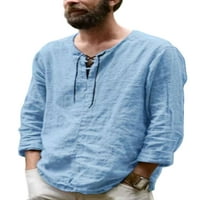 Sanviglor Men Tops V izrez Bluza Dugih rukava Košulje za rukav Ravna majica Pulover siva 2xl
