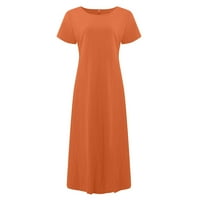 Ljetne haljine za žene Dužina gležnja Maxi kratki rukav modni okrugli dekolte klub Čvrsta haljina narandžasta