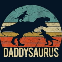 Tata Dinosaur DaddySaurus Dvo djece Božićni poklon za tata Muške mornaričke plave grafički tee - Dizajn