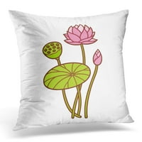 Ružičasti crtani lotos biljni botanički cvijet i pupoljak list i sjeme pod vodeno crtanje bijelog prekrasnog