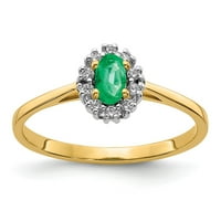 Čvrsta 14k žuto zlato dijamant i smaragdna zelena maja veličine prstena od dragog kamena