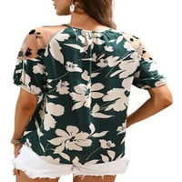 Avamo ženski labav čipka majica majica kratkih rukava mreža za šivanje tunike cvjetni ispis SPLICED