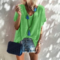 Ženske vrhove Crew Crt casual bluza Čvrsti ženske majice Skraćeno rukav Summer Mint Green 4xl