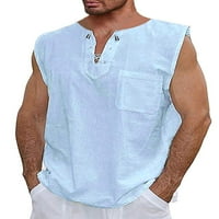 Taoliyuan Muška čipka za čipke up tasterna majica bez rukava pamučna casual ljetna plaža Hipi,