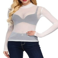 Allshope ženske mrežice perspektive baza, čvrste boje s dugim rukavima elastična tanka majica