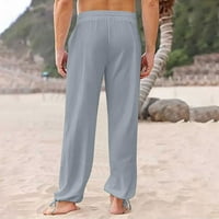 Posteljine pamučne hlače za MAN Ljeto Čvrsti povremeni pantalone za pričvršćivanje elastičnih struka