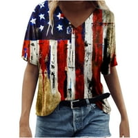 Oalirro Američka zastava Cvjetni bluze za žene 4. srpanske majice i bluze Patriotsko neovisnosti Dan