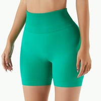 Ylioge Womens Ljetne atletske kratke hlače Tummy Control High Squik Solid Color Hlače Stretchy elastični