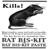 Oglas: Potrov štakora, 1922. Namerička reklama za kompaniju za biskvitu štakora, 1922. Print poster