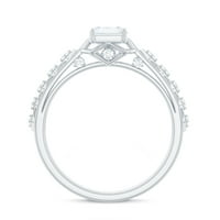 Art Deco Moissanite Solitaire zaručni prsten, srebrna srebra, SAD 6,50
