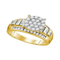 Jewels 10kt Žuto zlato Žene okrugli dijamant Cindys Dream Cluster Bridal Vjenčanje zaručni prsten 1.