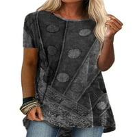 Abtel Women majica Geometrijski vrhovi tiska Tunic Tee košulja Dame Vintage Travel Bluze Grey 2xL