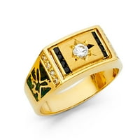 Čvrsta 14k žuti zlatni kubični cirkonijski cz Muški modni obljetni prsten w sapphire veličine 6.5