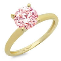 1CT okrugli rez ružičasti simulirani dijamant 14k žuto zlato ugraviranje izjava bridalna godišnjica