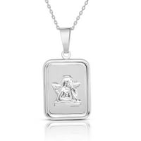 14K pozlaćeni sterlijski srebrni pravokutnik čuvar anđela Angel Medal Privjesak ogrlica