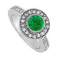 Fini nakit Vault Ubunr84465AGCZE prilično smaragd CZ prsten u 14k bijelo zlato na elegantnom dizajnu,