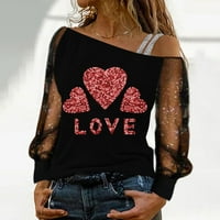 Smiješne majice za žene Retro tiskano od ramena dugih rukava Top modne hladne mrežne mreže za hladno