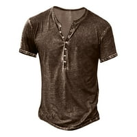 Muške majice Solid Boja Henley košulja Dugmas kratkih rukava Bluze Ljetne casual labave majice