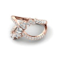 Klasterski dijamantni prsten, ružičasti zlatni prsten, dijamantski prsten za vjenčanje, 14K čvrsti zlatni prsten, vjenčani prsten