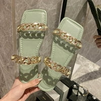 Kućni papuče za žene modne ljetne žene papuče ravna prozirna remena otvorena lančana nožna lančana boja