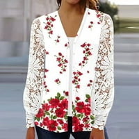 Bazyrey kardigani za žene plus veličine za jesen dugih rukava trendy cvjetni ispis labavi bluze Cardigan
